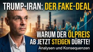Hochwertiges Bild zur Trump-Iran-Fake-Deal-Debatte mit Ölpreisentwicklung und Expertenanalyse.