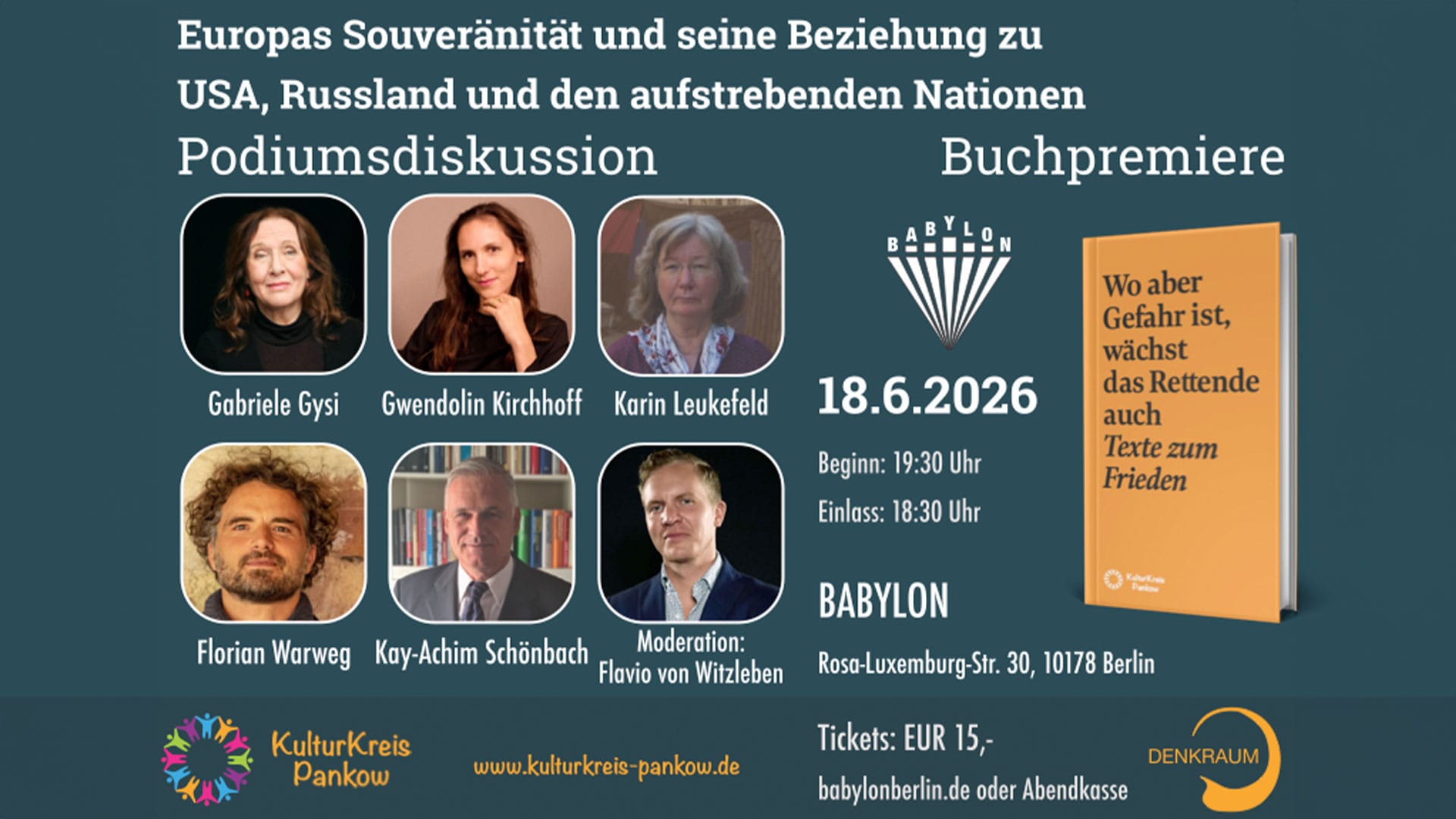 Europas Souveränität und seine Beziehung zu den USA, Russland und den aufstrebenden Nationen – Buchpremiere und Podiumsdiskussion
