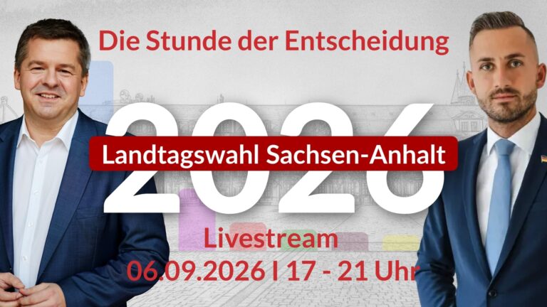 Livestream zur Landtagswahl in Sachsen-Anhalt am 6.9.2026 ab 17.00 Uhr