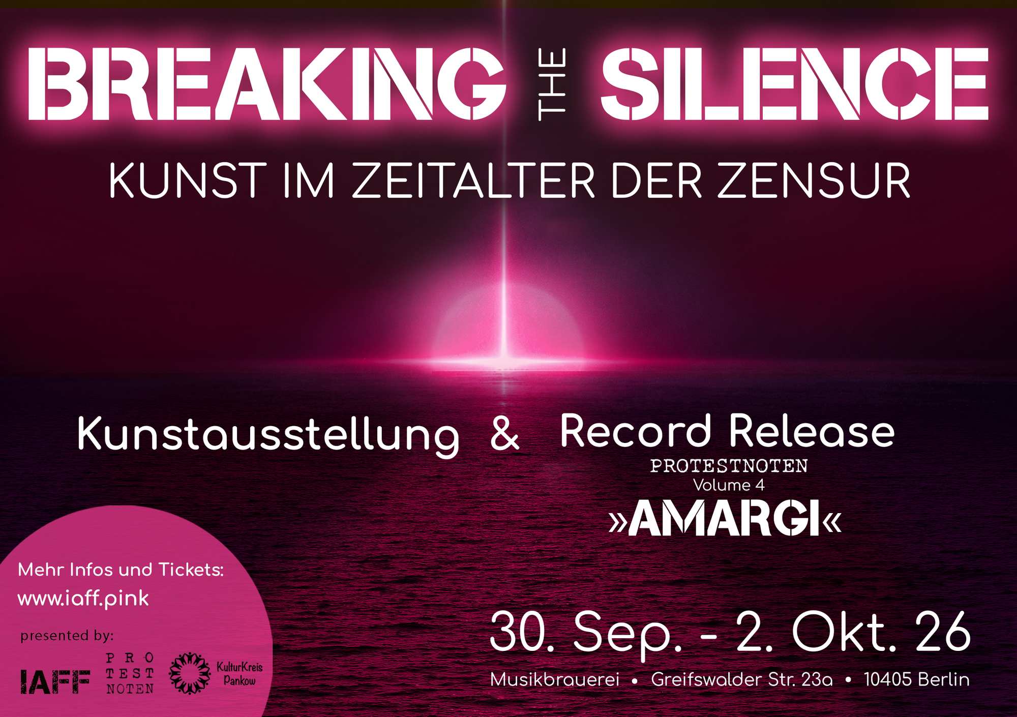 Veranstaltungshinweis: Breaking the Silence – Kunst im Zeitalter der Zensur vom 30.9. bis 2.10. (Berlin)