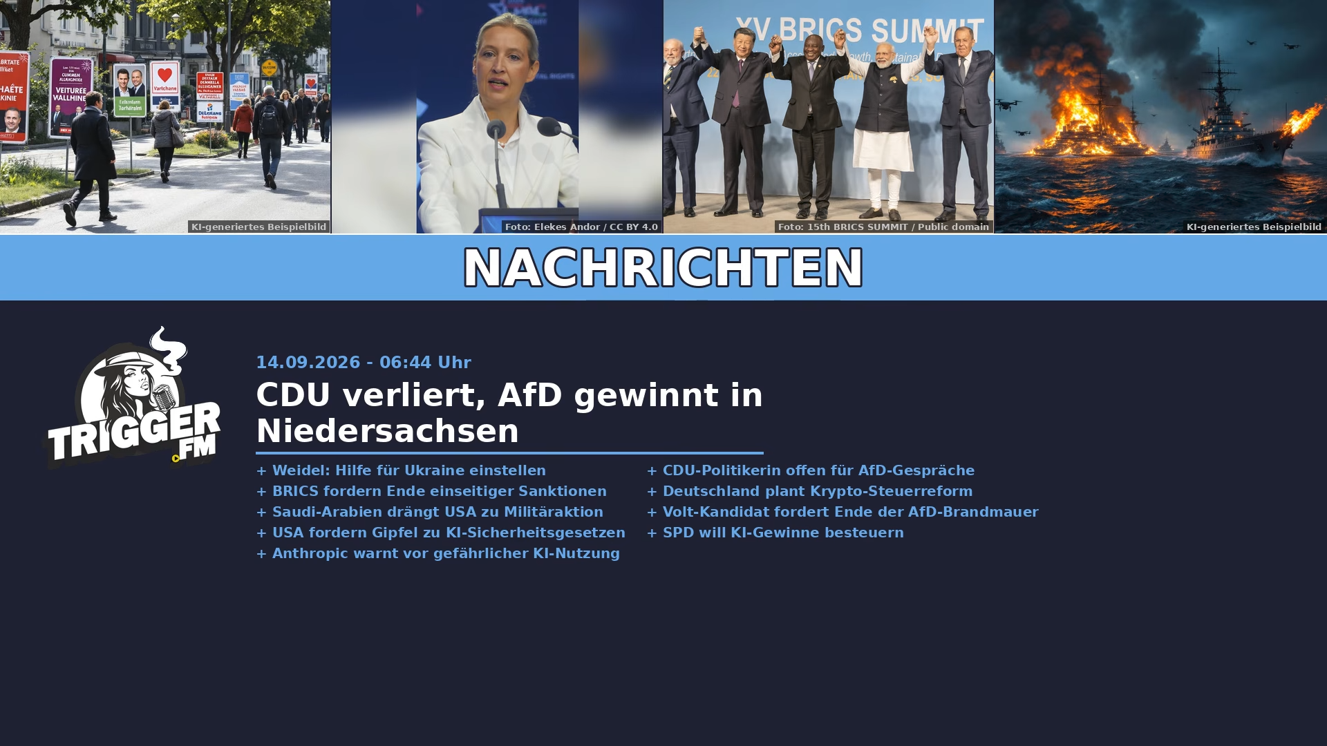 TriggerFM: Nachrichten der Freien Medien vom 14.09.2026